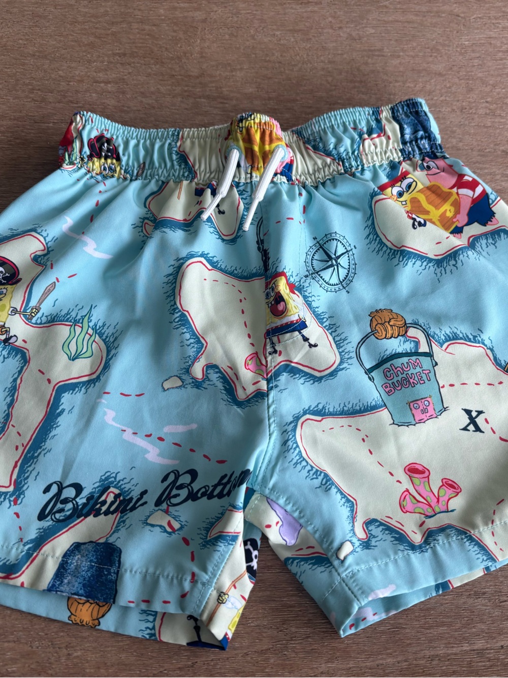 abercrombie kids Light Blue Spongebob Print Swim Trunks
